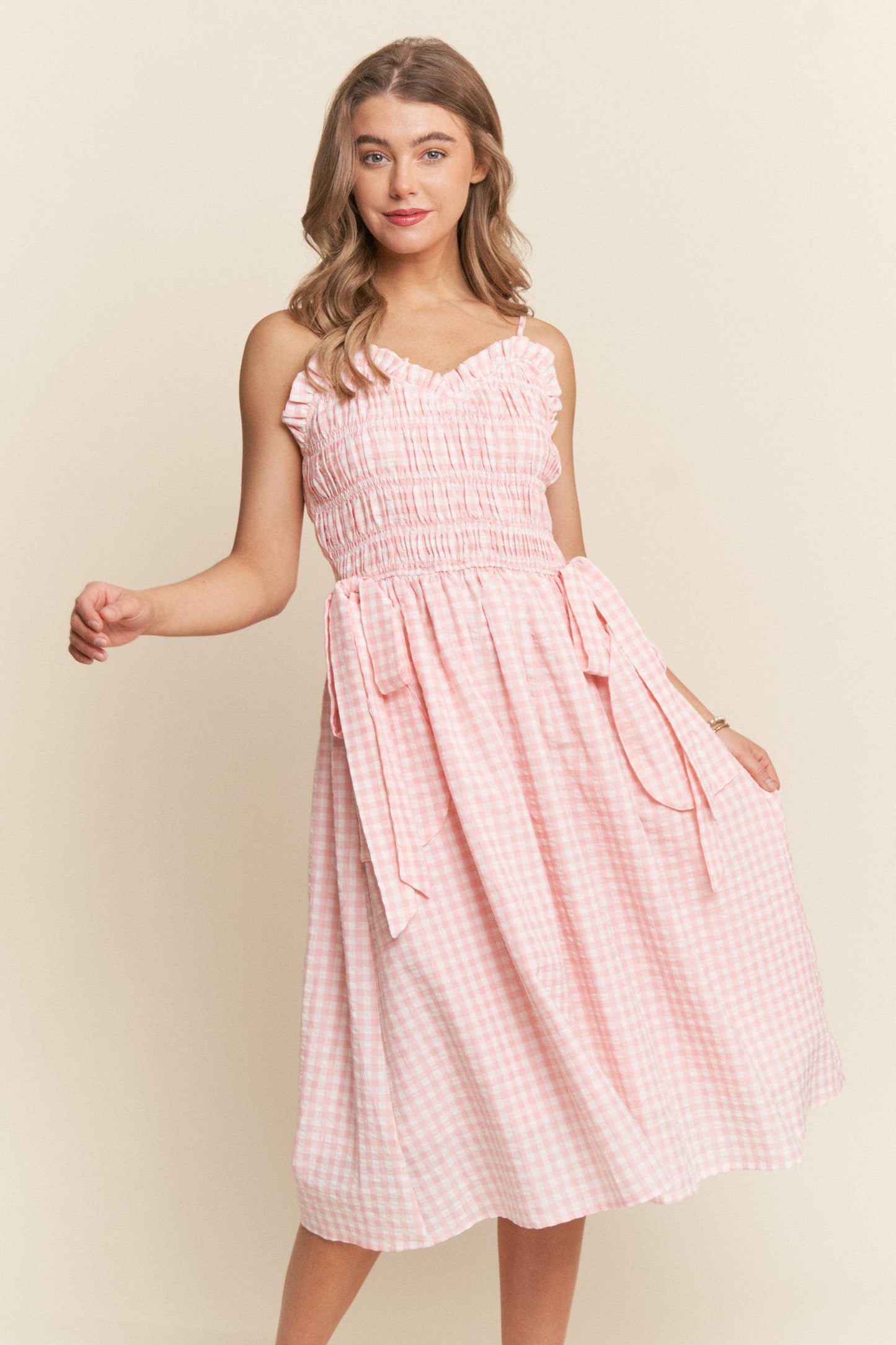 Sweetheart Gingham Midi Dress