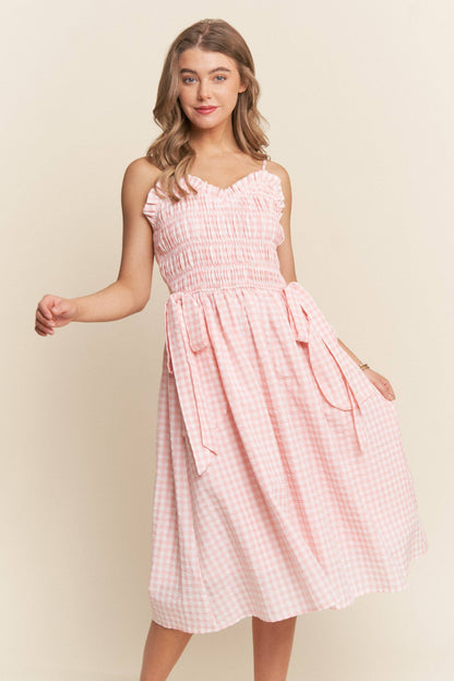 Sweetheart Gingham Midi Dress