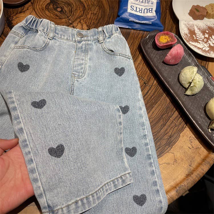 Heart Wide-Leg Denim Jeans