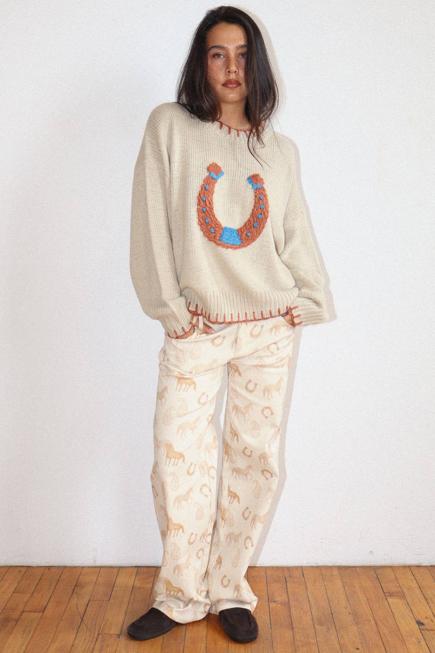 Bailey Rose Horseshoe Stitch Oversized Sweater