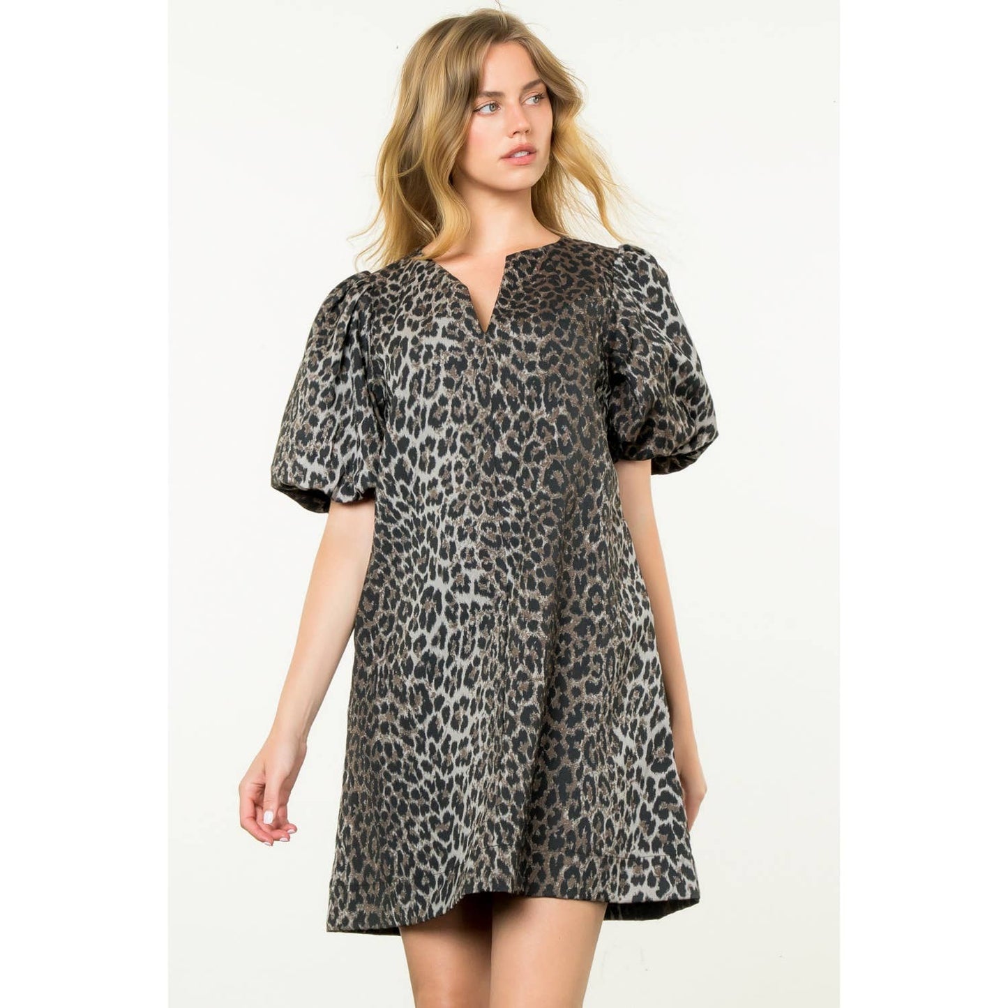 Puff Sleeve Cheetah Dress