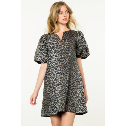 Puff Sleeve Cheetah Dress