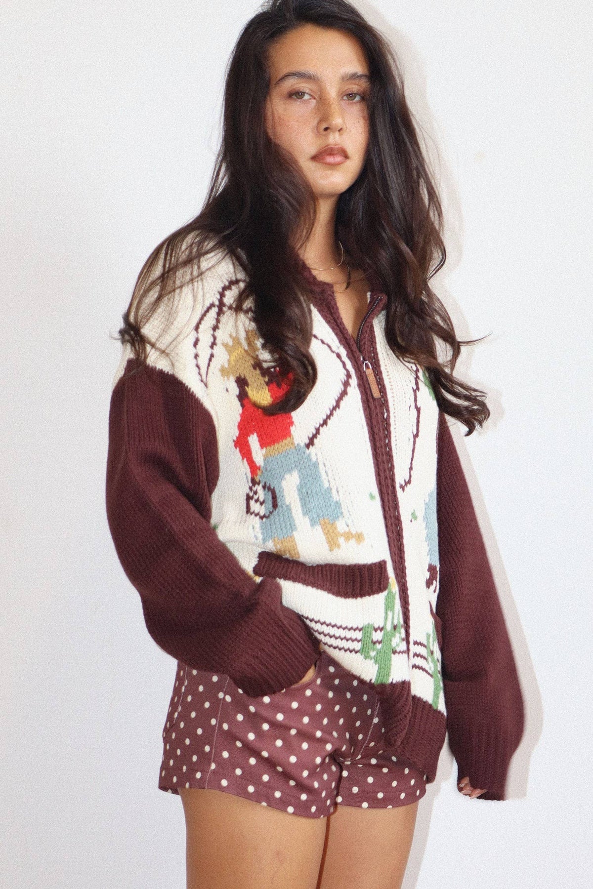 Bailey Rose Cowgirl Knit Zip-Up Cardigan