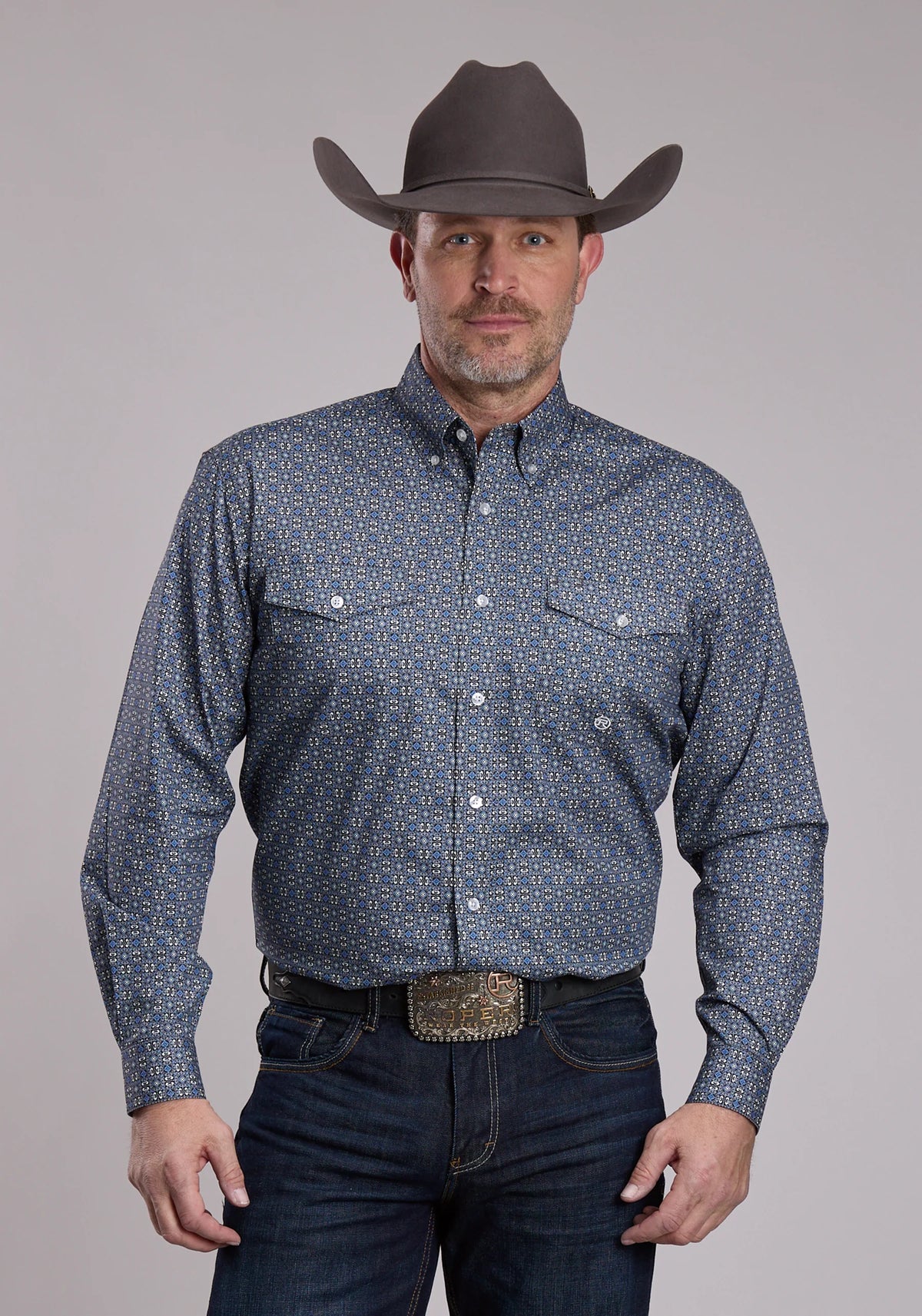 Roper Silver Foulard Western Button Up Shirt