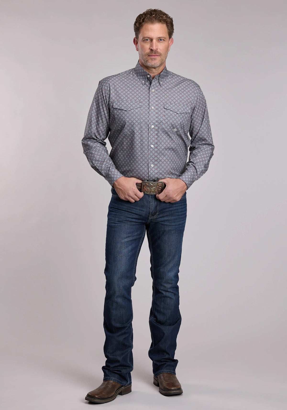 Roper Smoke Medallion Western Button Up Shirt