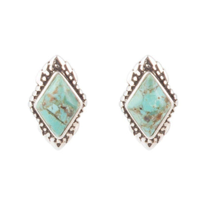 Barse Anenome Petite Turquoise and Sterling Silver Stud Earrings
