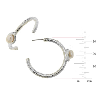 Susan Shaw Silver Mini Pearl Hoops