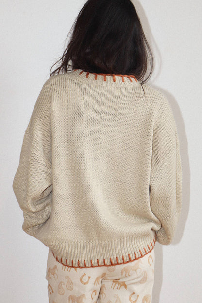 Bailey Rose Horseshoe Stitch Oversized Sweater