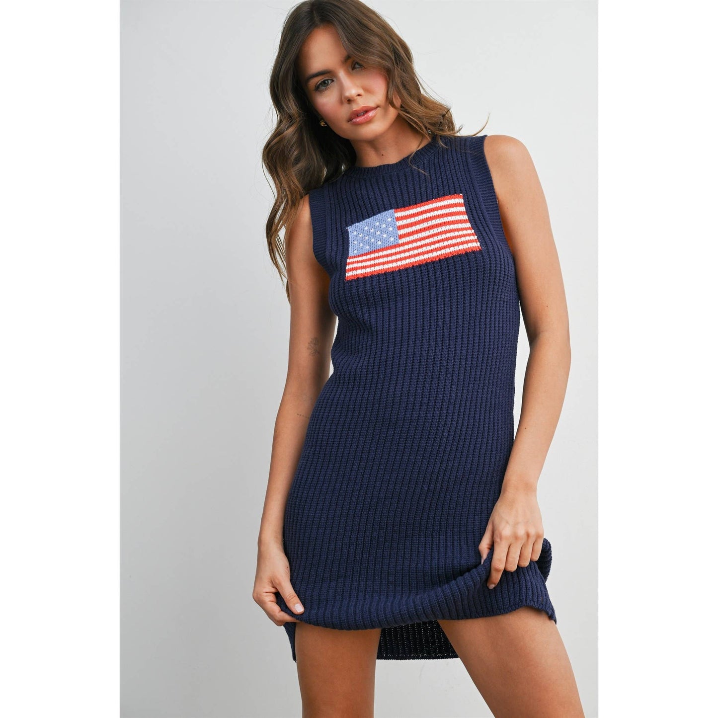 American Flag Sleeveless Knit Dress