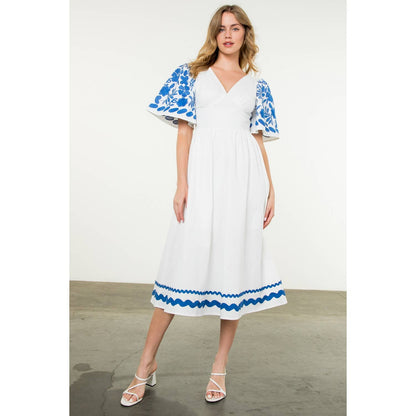 Embroidered Detail Midi Dress