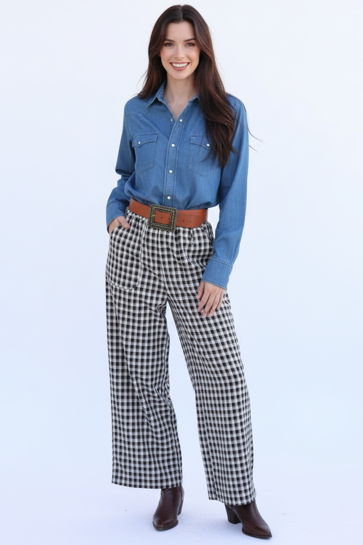 Black Gingham Pants