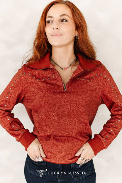 LUCKY & BLESSED Vintage Studded Pull Over