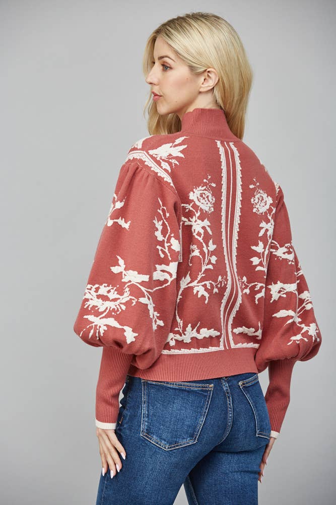 Baloon Sleeve Mock Neck Sweater