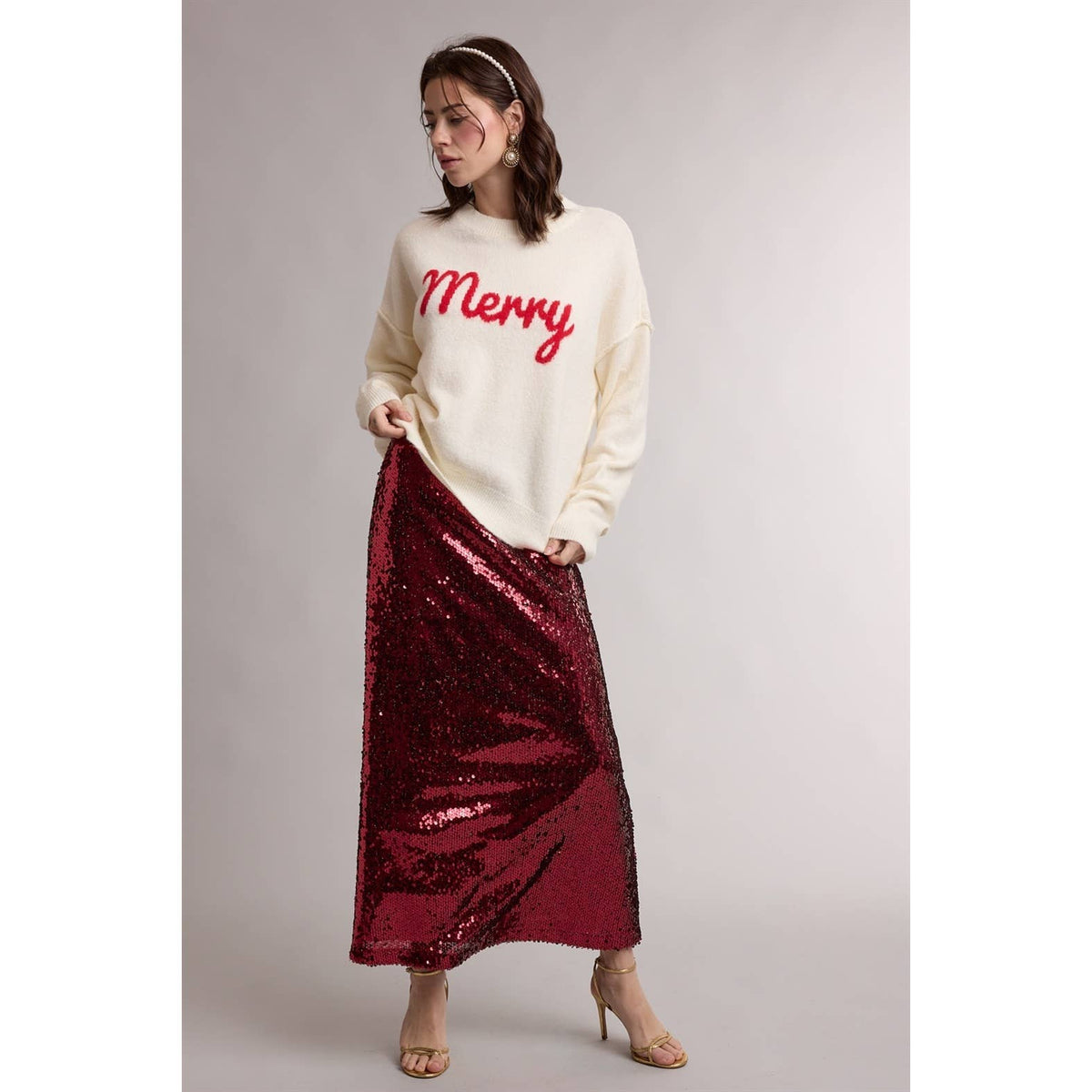 Holiday Sequin Maxi Skirt
