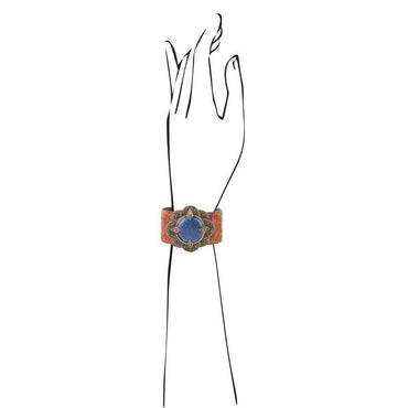 Barse Ornate Floral Cuff - Lapis