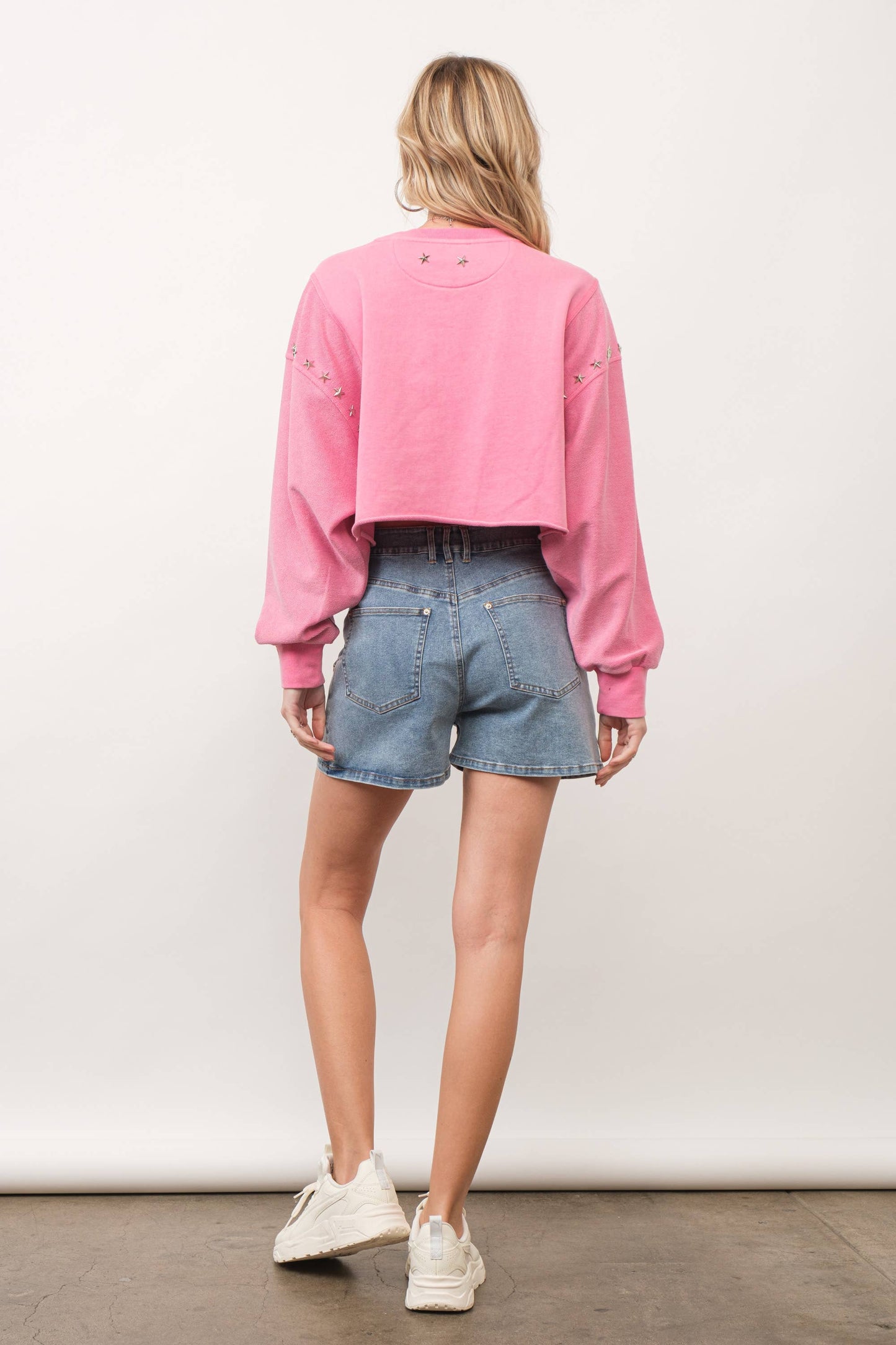 Double Button Detail Denim Shorts