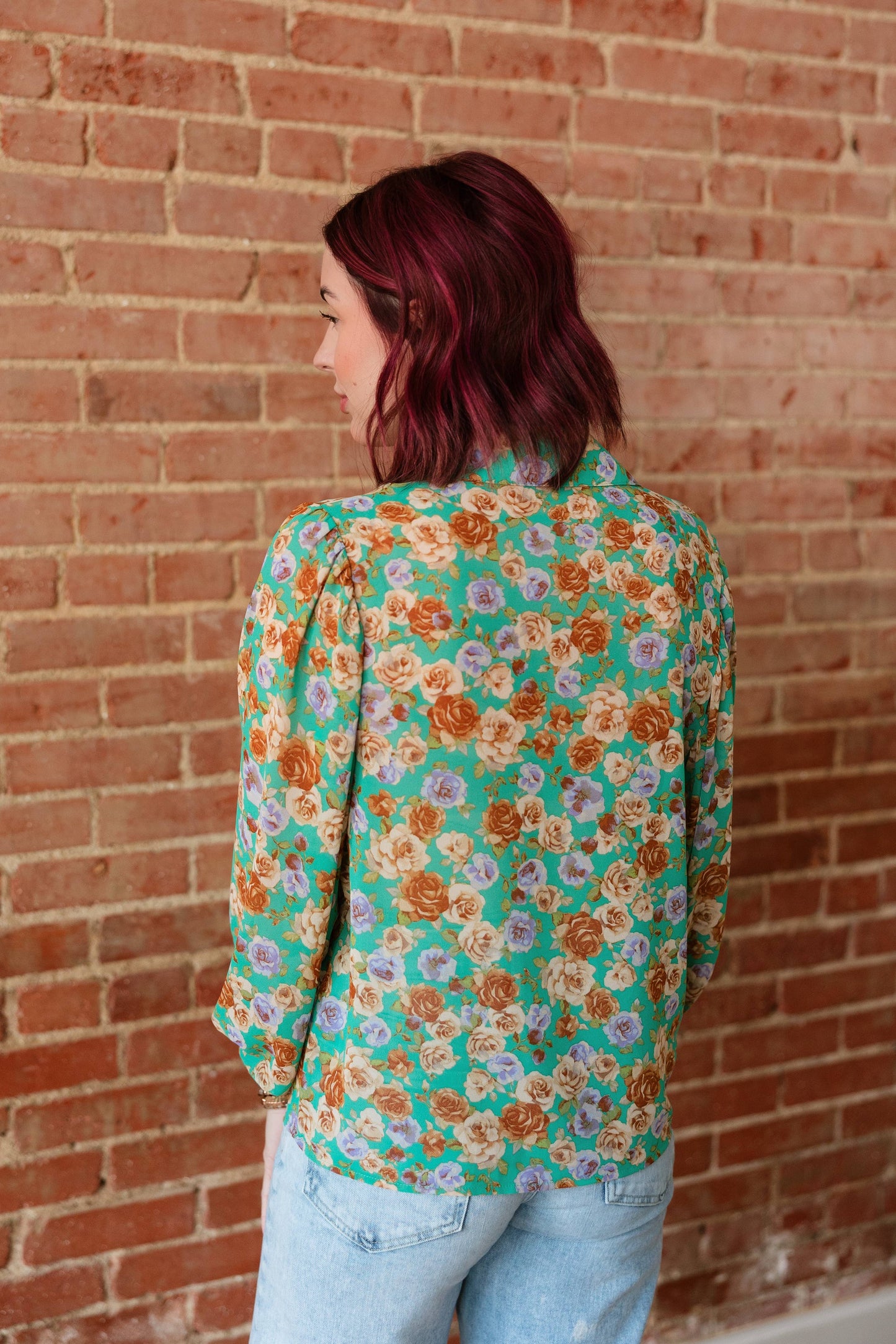 Green Floral Blouse