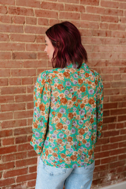 Green Floral Blouse