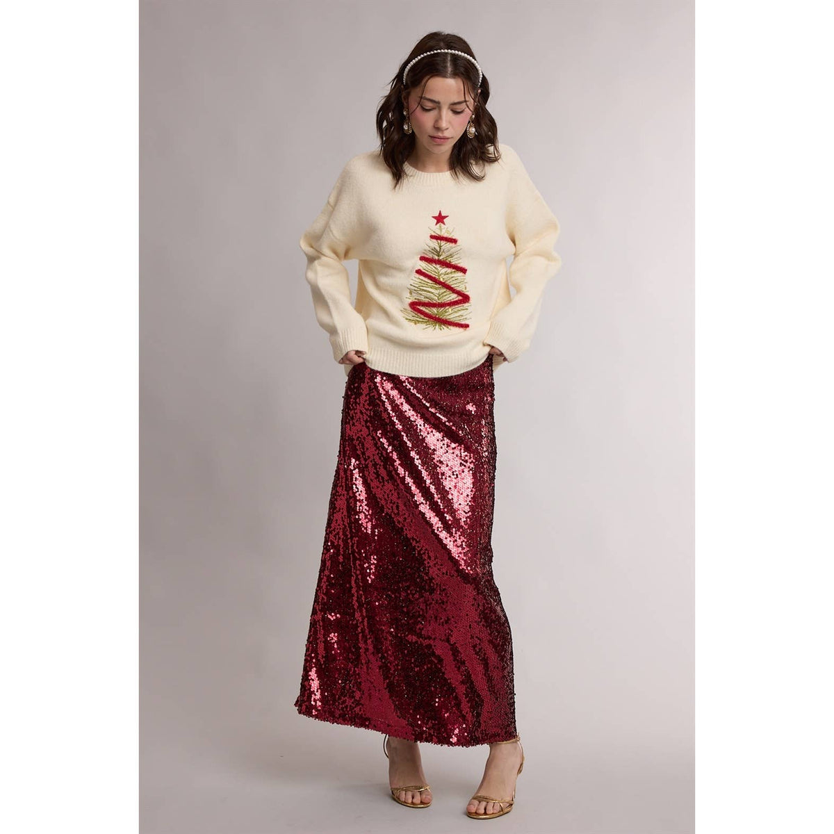 Holiday Sequin Maxi Skirt