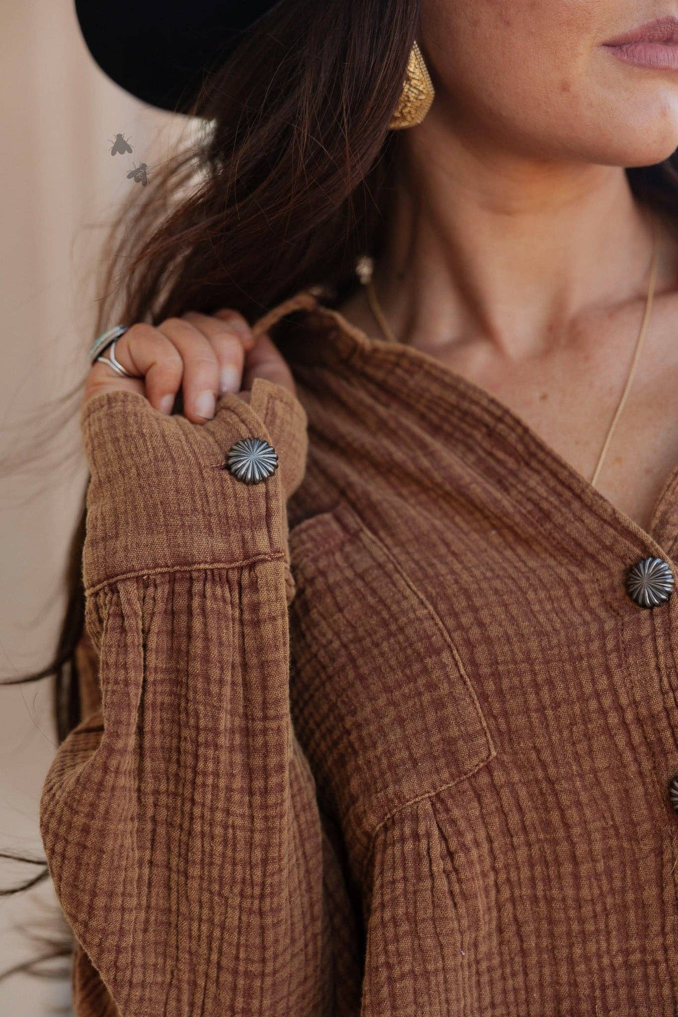 2 Fly Co Acres Button Up Top