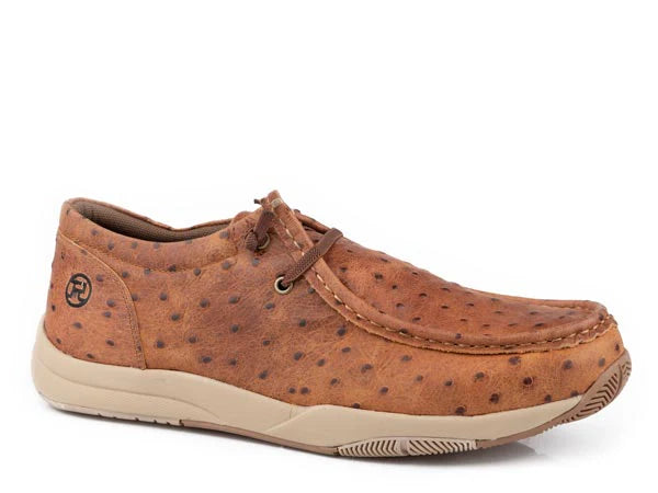 Roper Cognac Embossed Ostrich Leather Shoes