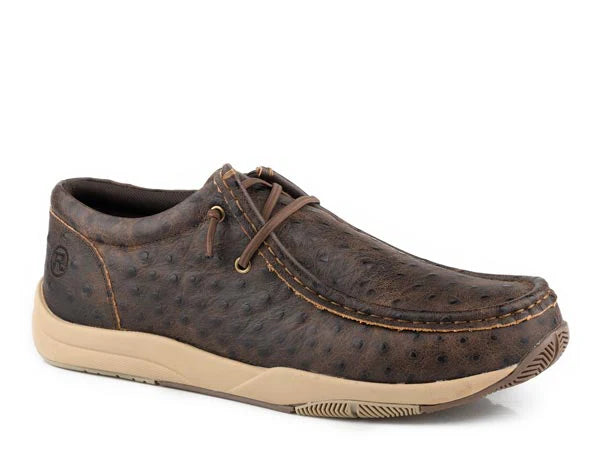 Roper Brown Embossed Ostrich Shoes