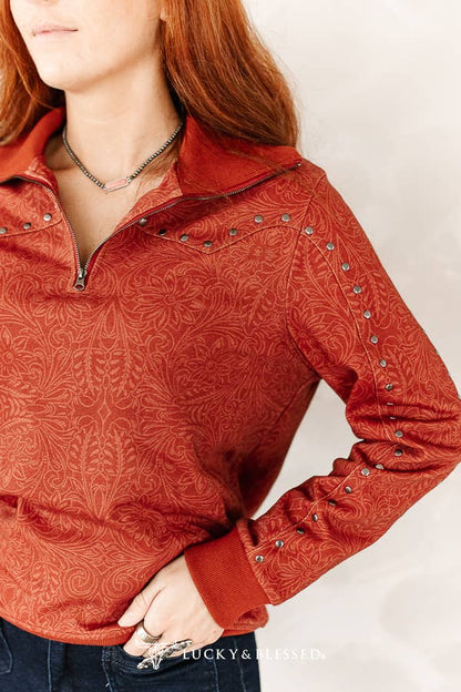LUCKY & BLESSED Vintage Studded Pull Over