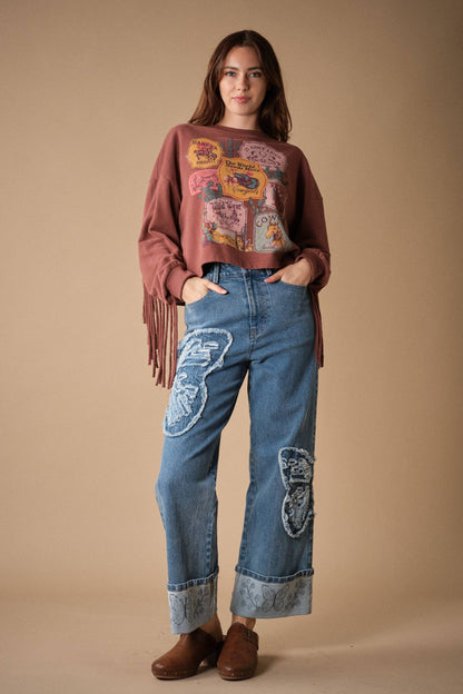 Blue B Wild West Graphic Fringe Sweatshirt