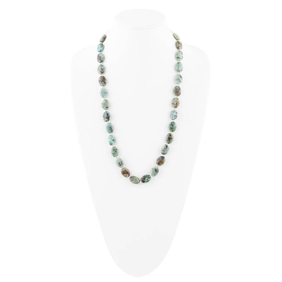 Barse Green African Turquoise Slip On Sterling Silver Necklace