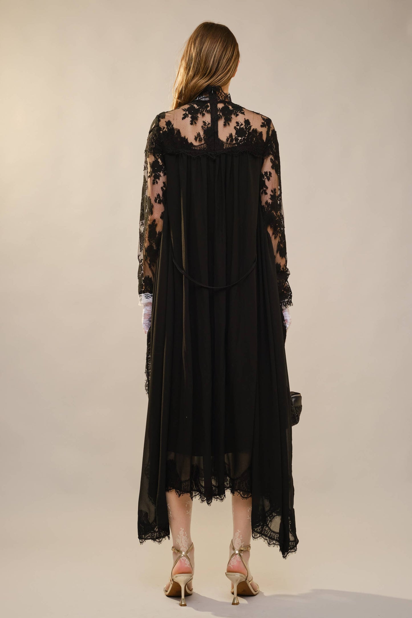 Blue B Lace Yoke Batwing Sleeve Maxi Dress