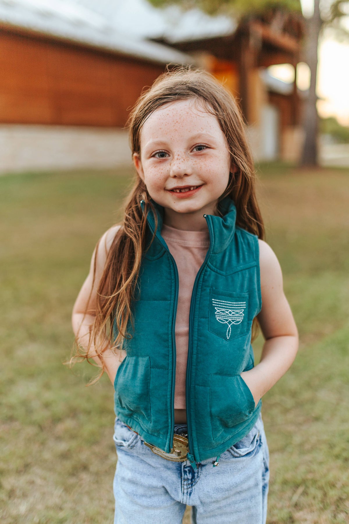 LUCKY & BLESSED Girl's Jade Boot Stitch Vest