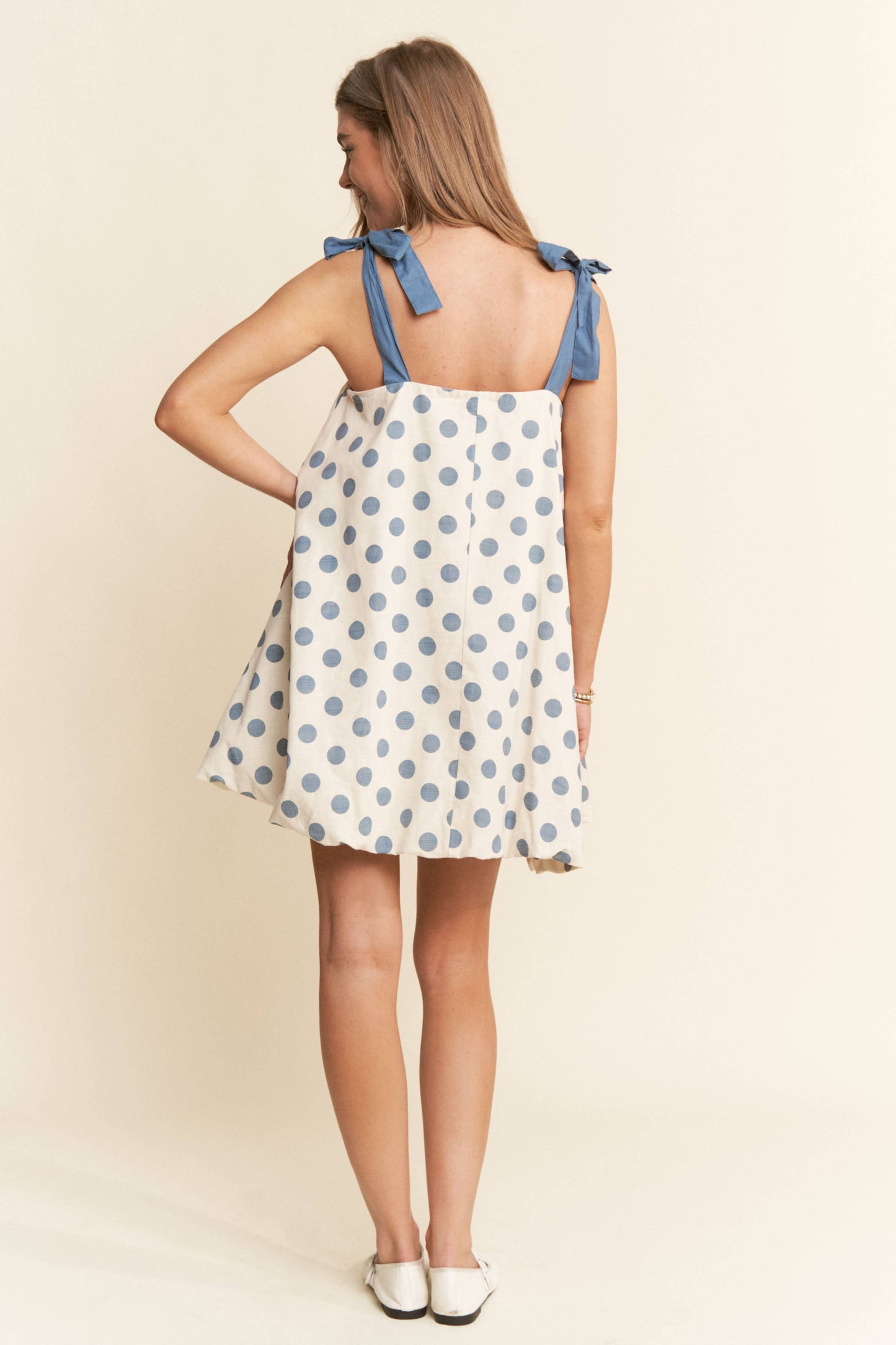 A-line Polka Dot Sleeveless Mini Dress