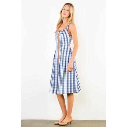 Thin Strap Gingham Pattern Dress