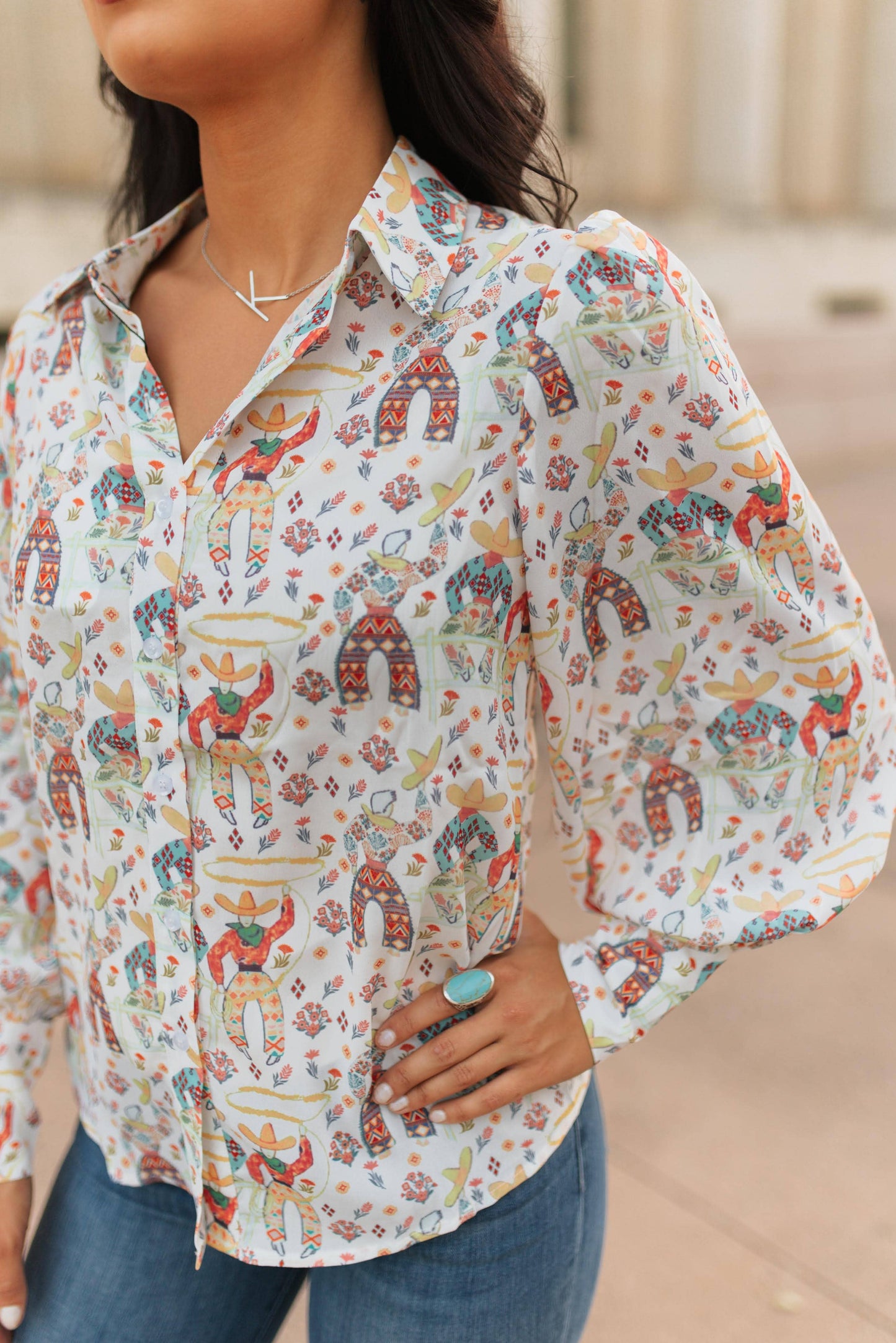 Roping Cowboy Blouse