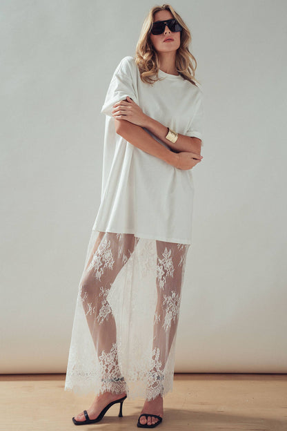 Mixed-Media T-Shirt Lacey Dress
