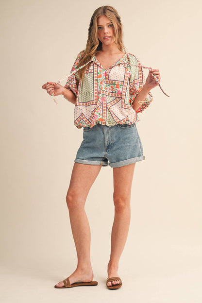 Floral Print Bubble Top
