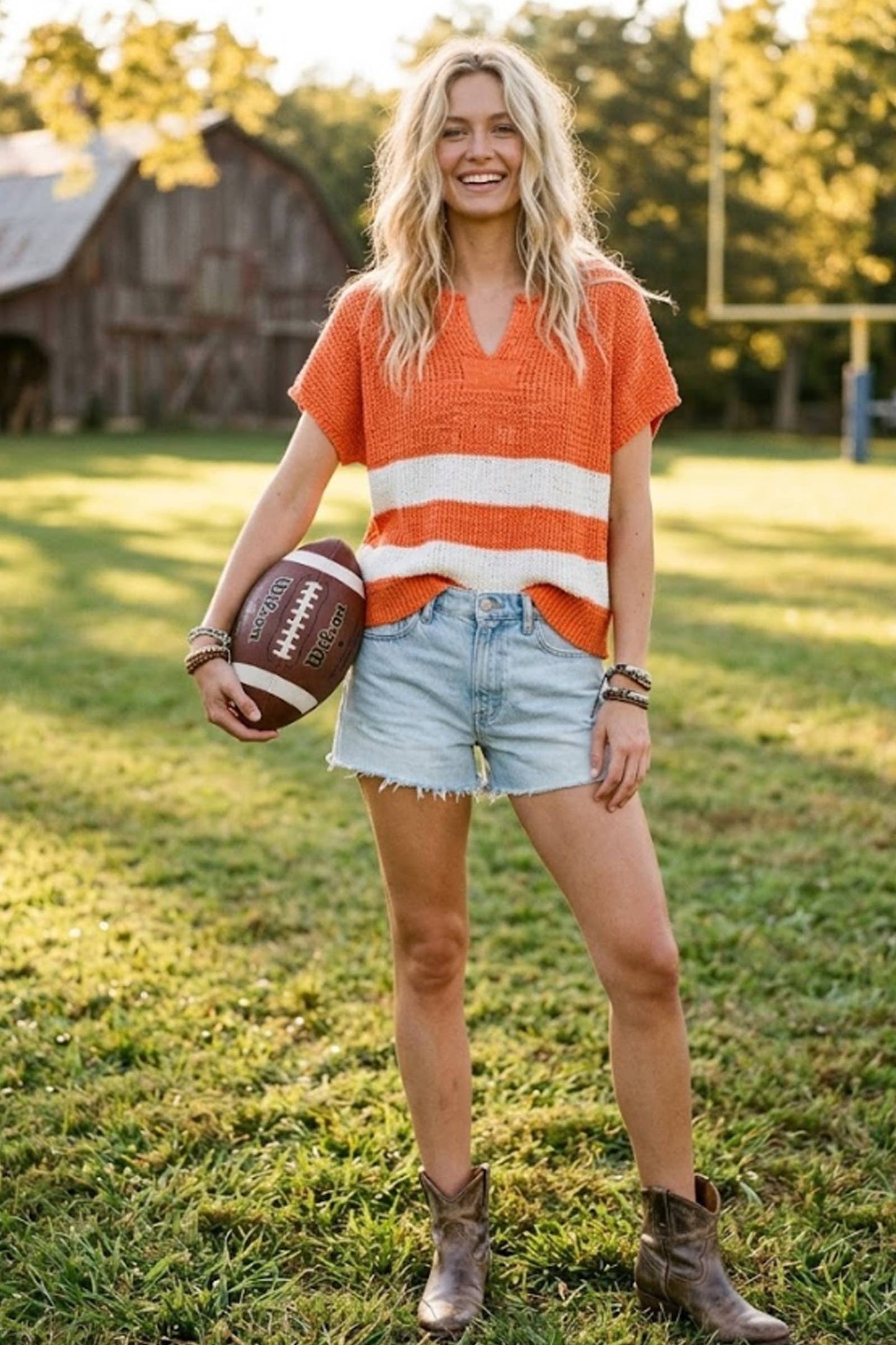 Stripe Knit Sleeveless Sweater Top