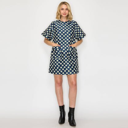 Flower Polka Dots Mini Dress