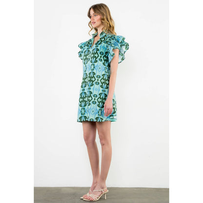 Ruffle Sleeve Print Dress