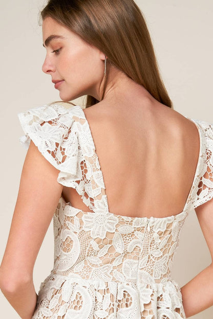 White Lace Midi Dress