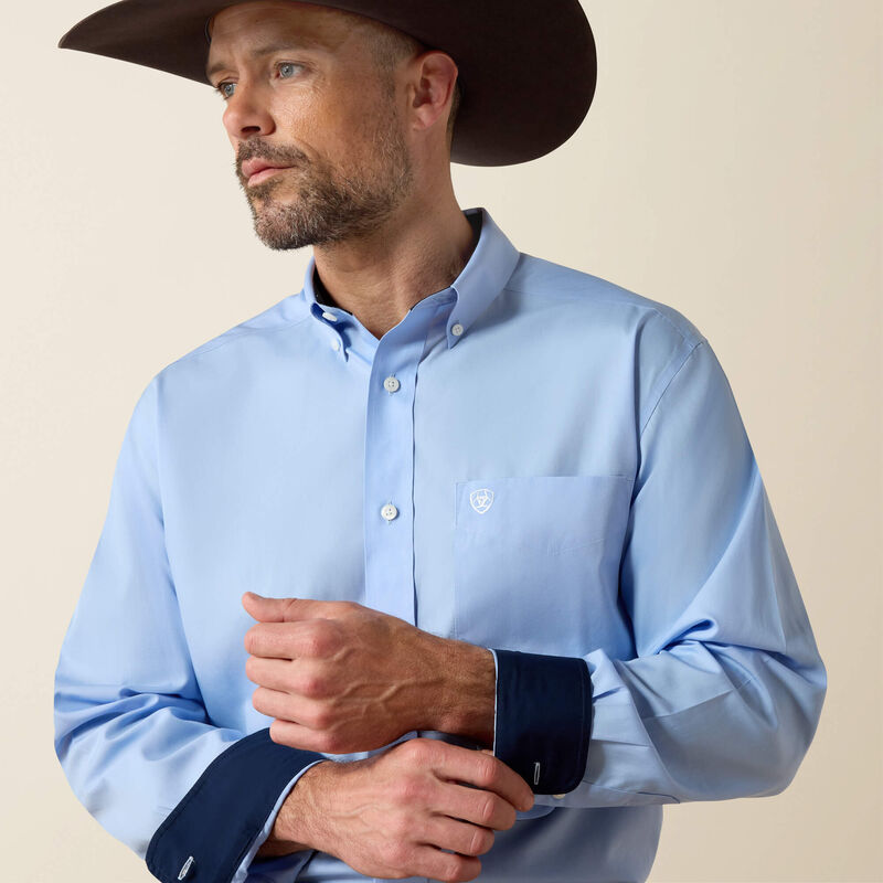 Ariat Blue Wrinkle Free Solid Classic Fit Shirt