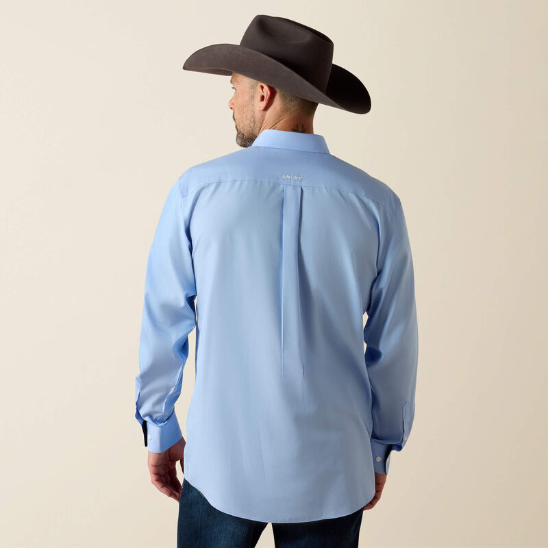 Ariat Blue Wrinkle Free Solid Classic Fit Shirt