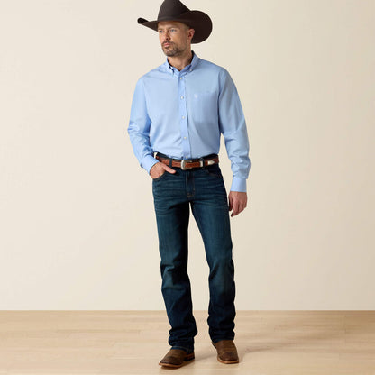 Ariat Blue Wrinkle Free Solid Classic Fit Shirt