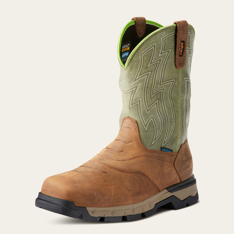 Ariat Rye Brown Rebar Flex Western Waterproof Composite Toe Work Boots