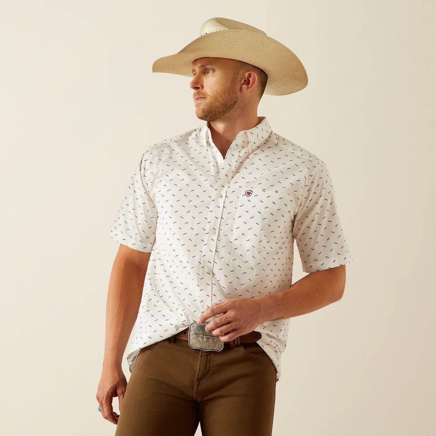 Ariat Grant Classic Fit White Print Shirt