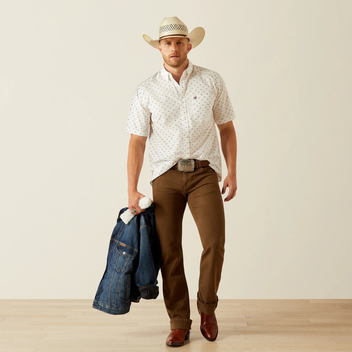 Ariat Grant Classic Fit White Print Shirt