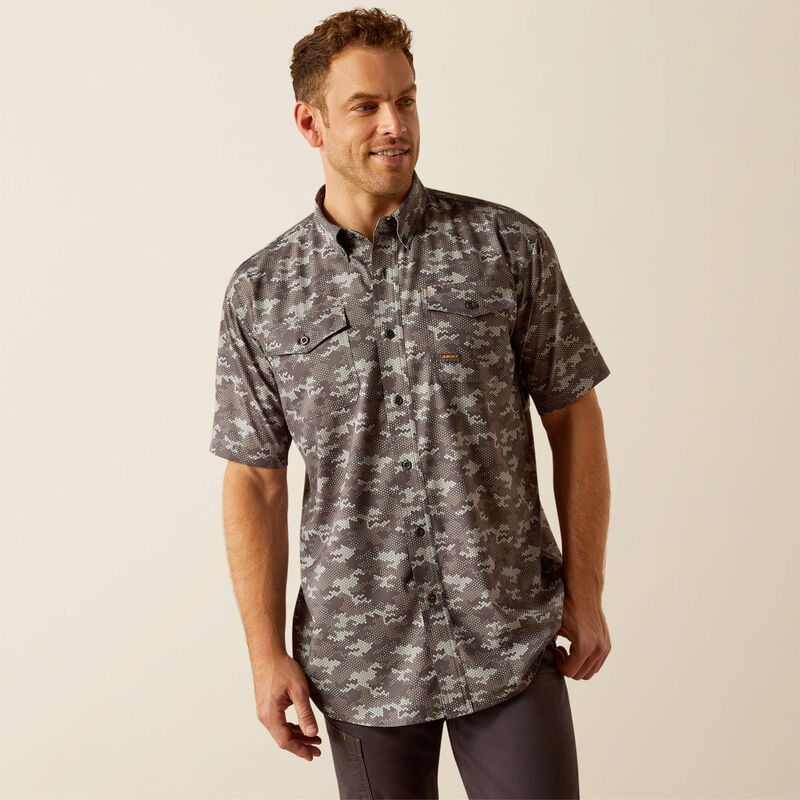 Ariat Charcoal Digi Camo Rebar Made Tough VentTEK DuraStretch Work Shirt