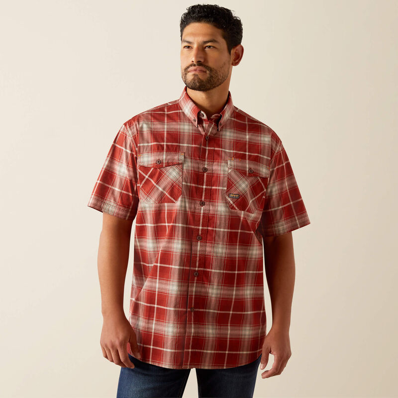 Ariat Red Plaid Rebar Made Tough DuraStretch Work Shirt