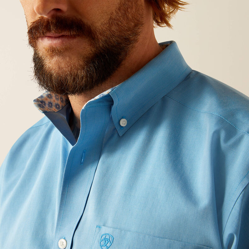 Ariat Blue Wrinkle Free Solid Classic Fit Shirt
