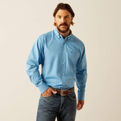 Ariat Blue Wrinkle Free Solid Classic Fit Shirt